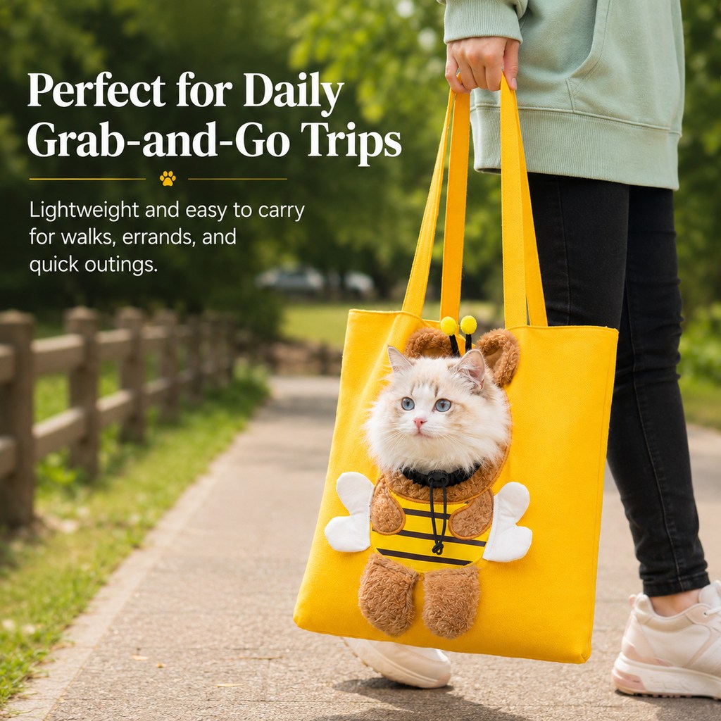 Head-Out Breathable Canvas Pet Carrier Tote (Foldable)