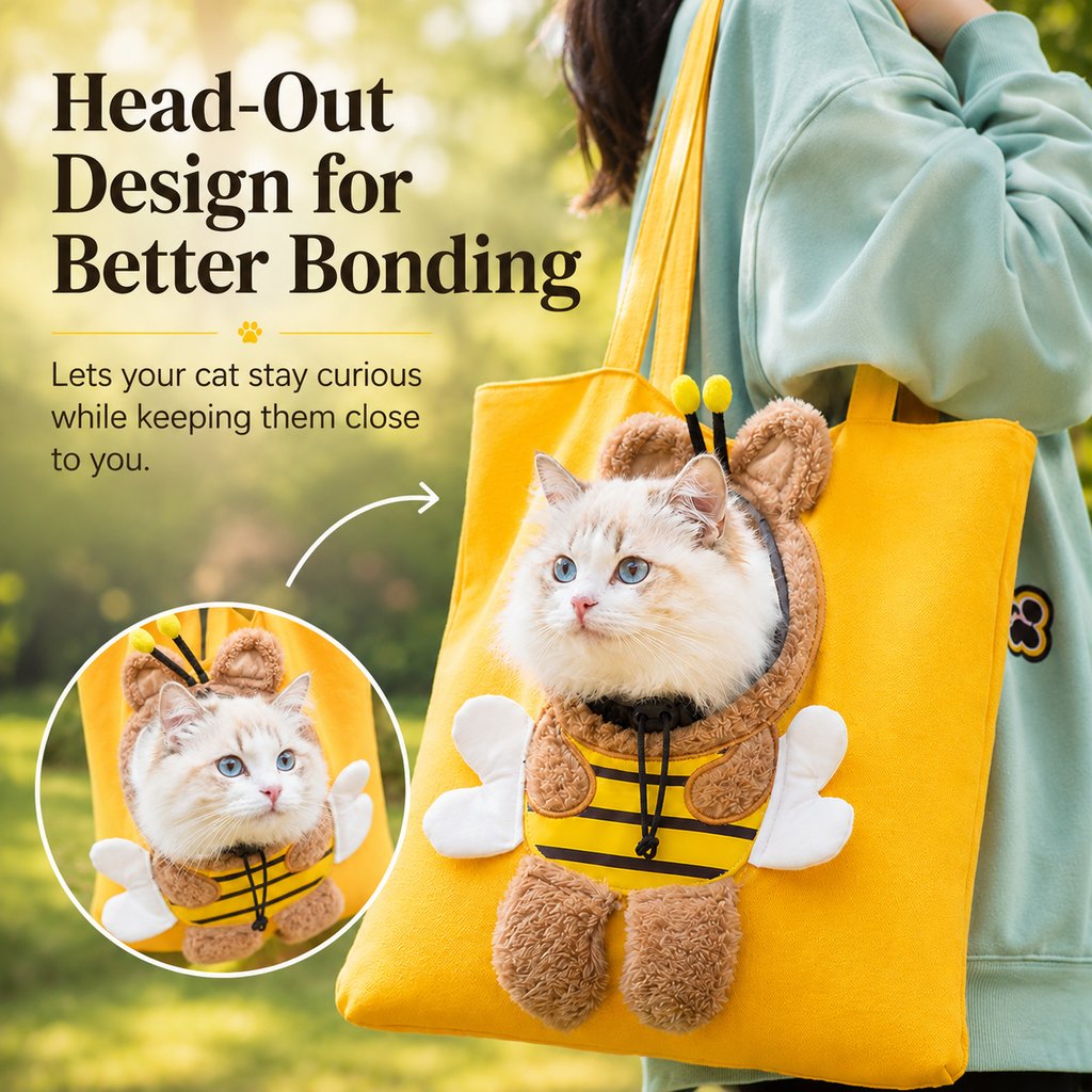 Head-Out Breathable Canvas Pet Carrier Tote (Foldable)