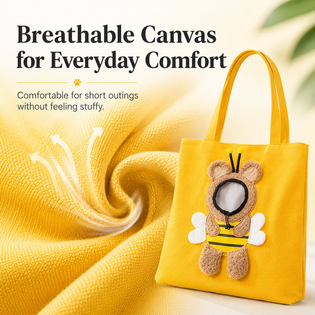Head-Out Breathable Canvas Pet Carrier Tote (Foldable)