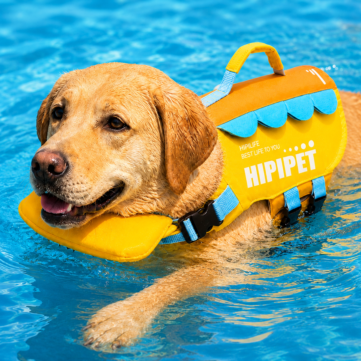 High-Visibility Chin Float & Rescue Handle Dog Life Jacket