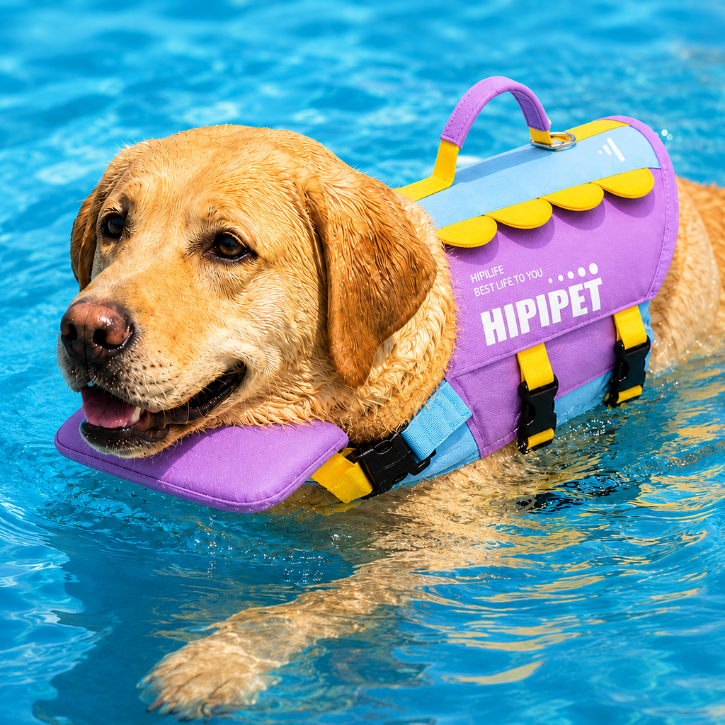 High-Visibility Chin Float & Rescue Handle Dog Life Jacket