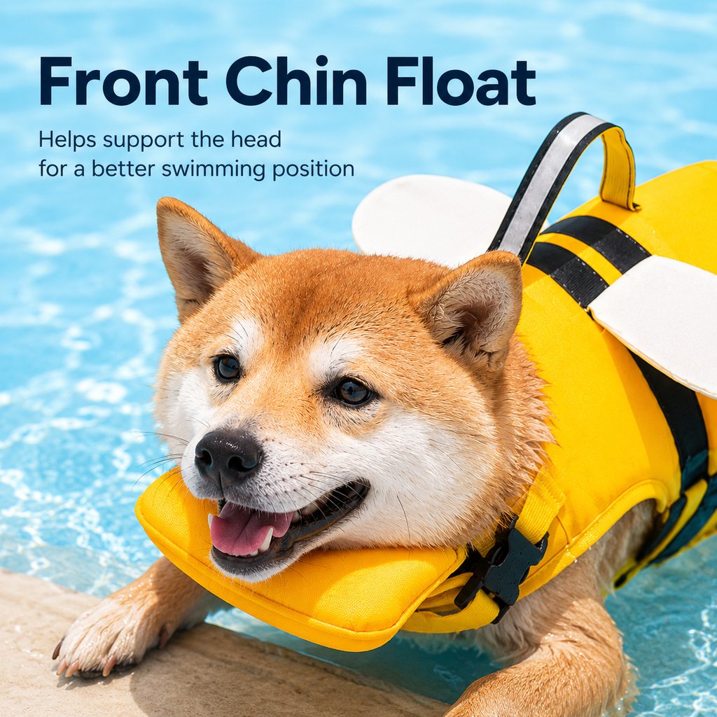 High-Visibility Chin Float & Rescue Handle Dog Life Jacket