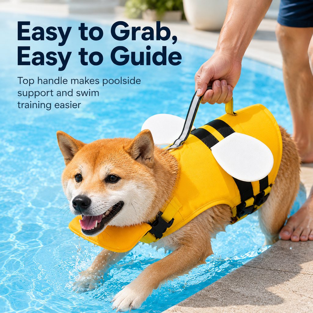 High-Visibility Chin Float & Rescue Handle Dog Life Jacket