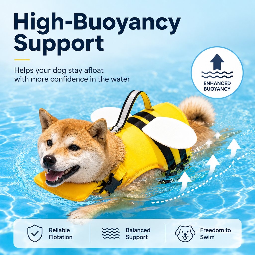 High-Visibility Chin Float & Rescue Handle Dog Life Jacket