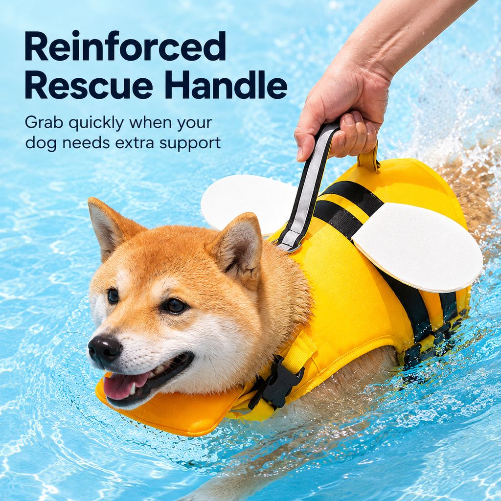 High-Visibility Chin Float & Rescue Handle Dog Life Jacket