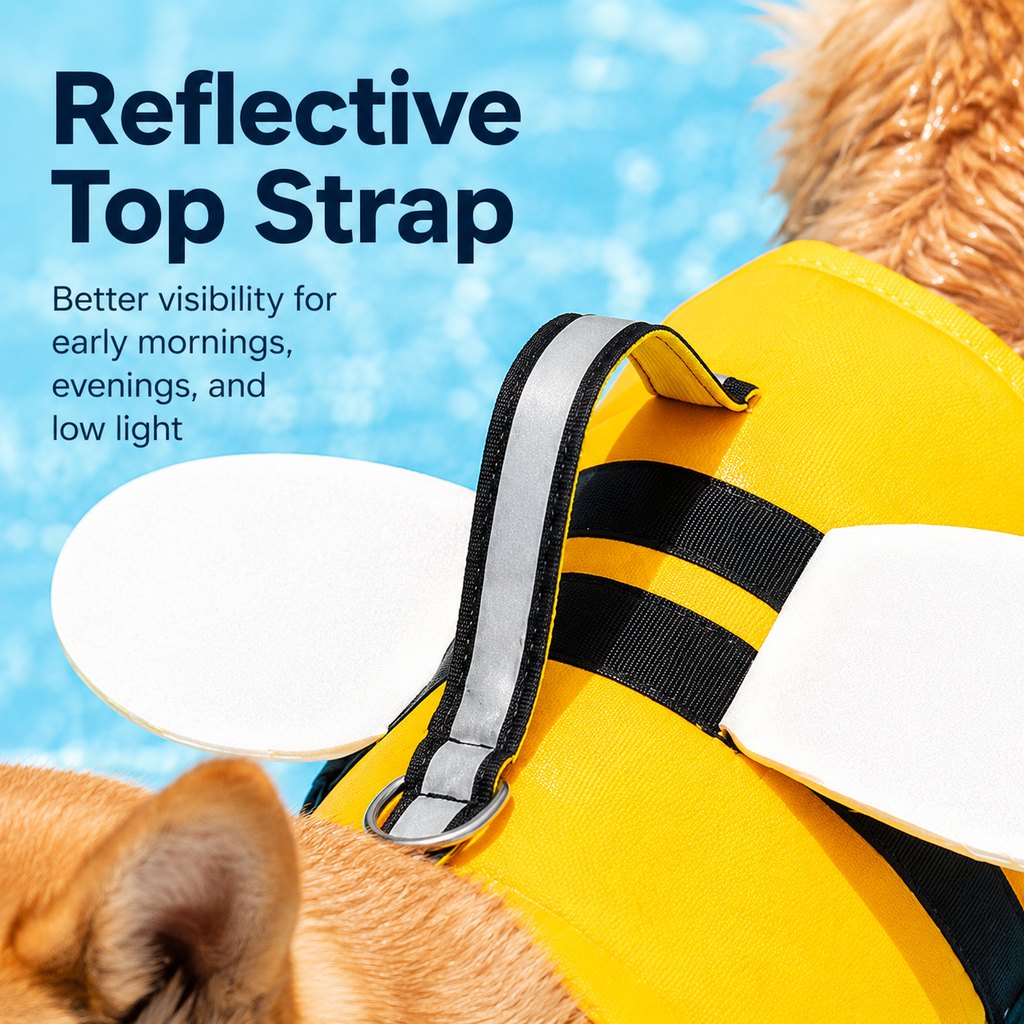 High-Visibility Chin Float & Rescue Handle Dog Life Jacket