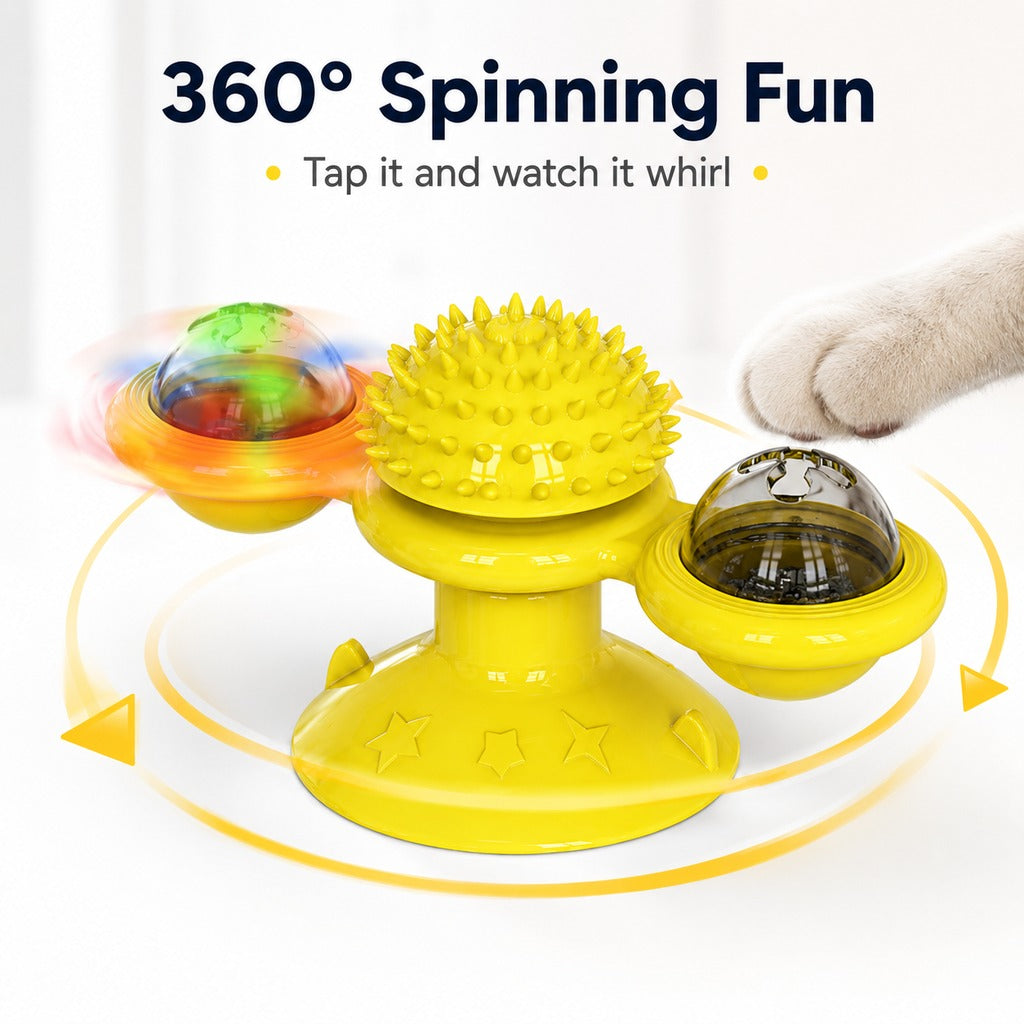 Light-Up 360° Spinning Cat Toy (Suction Cup & Catnip Balls)