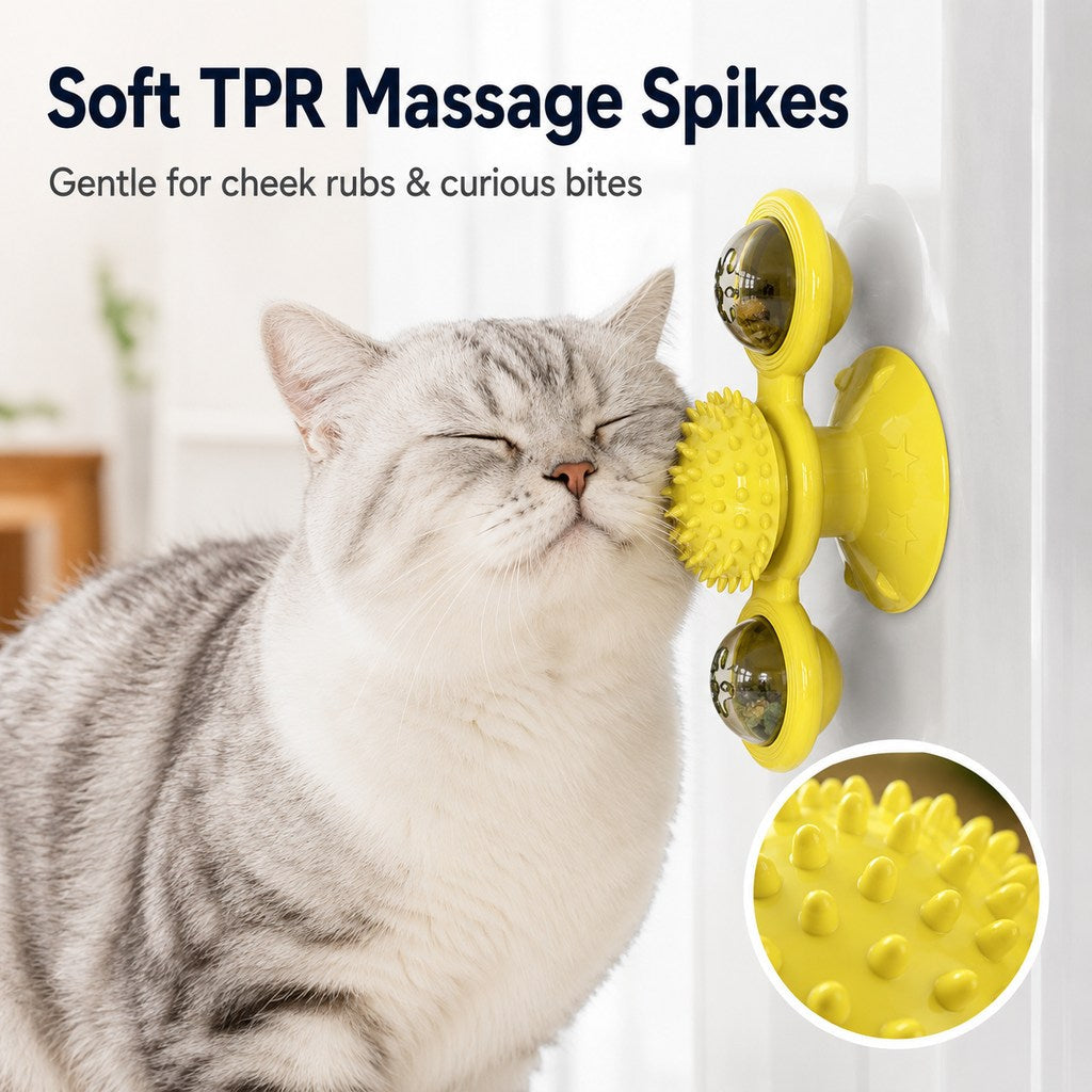 Light-Up 360° Spinning Cat Toy (Suction Cup & Catnip Balls)