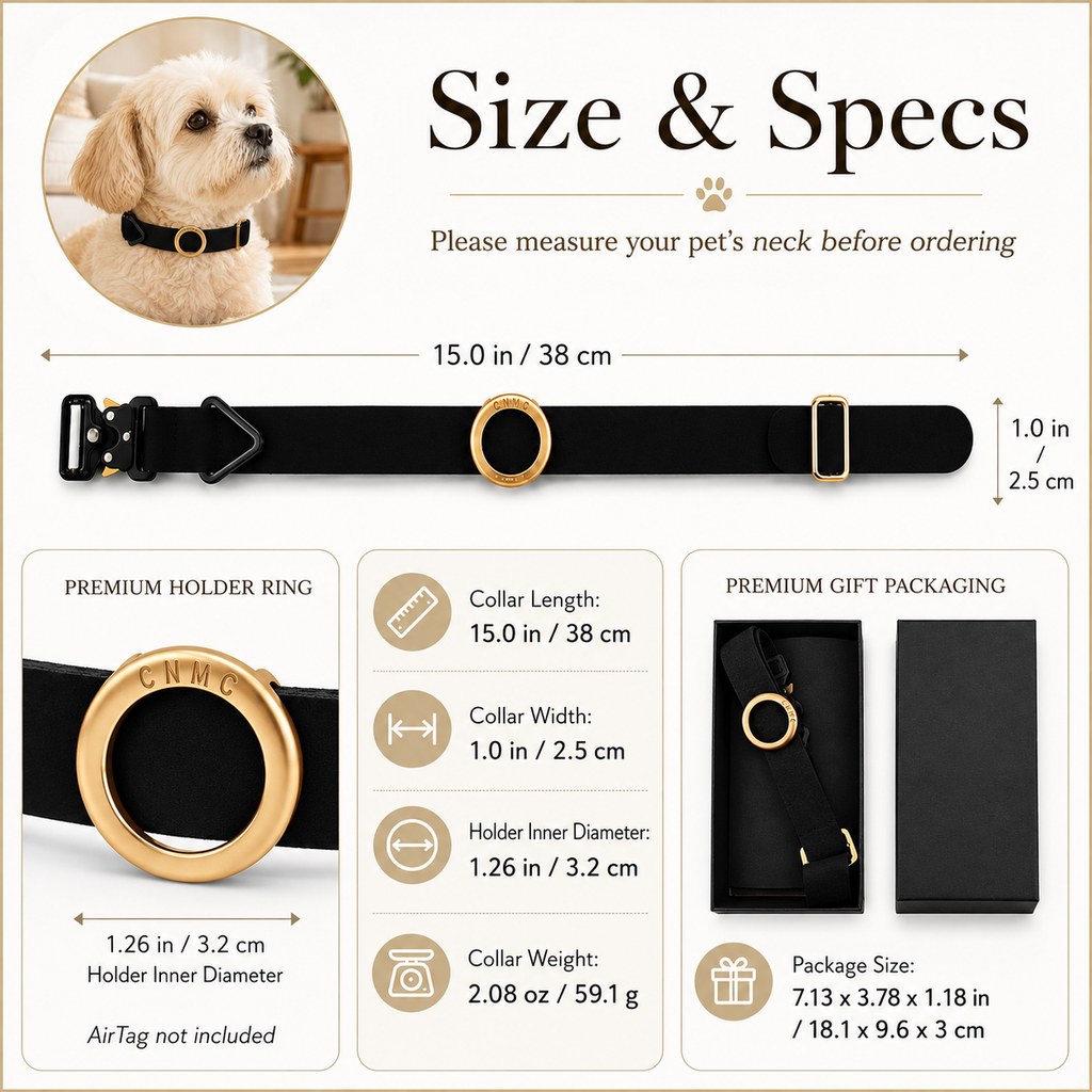Low-Profile Built-In AirTag Pet Collar