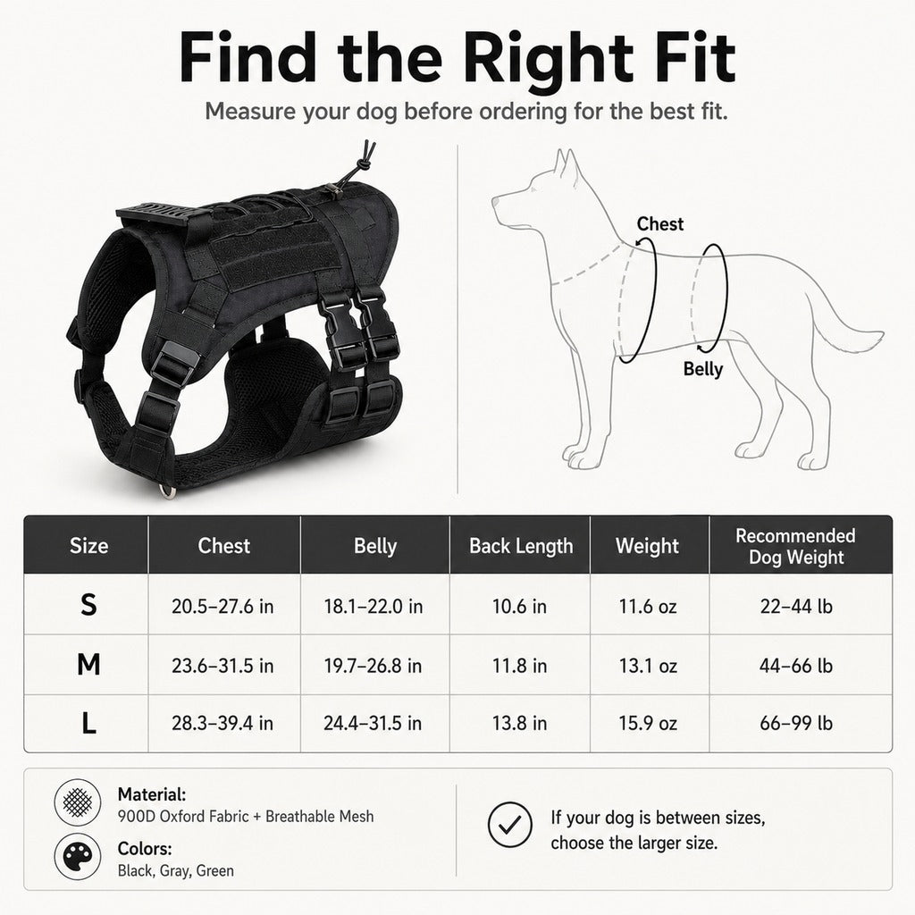 MOLLE-Ready Heavy-Duty Dog Harness (Breathable Mesh)