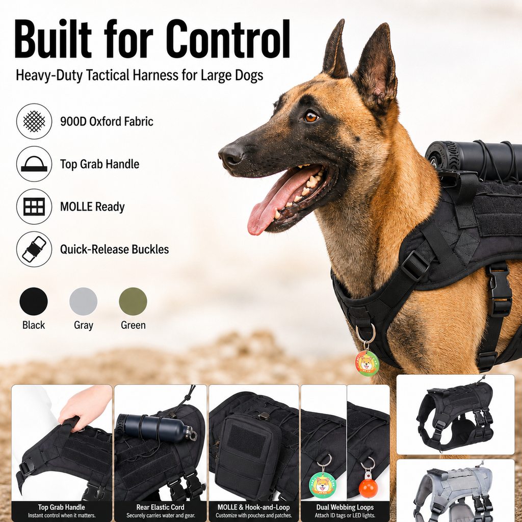 MOLLE-Ready Heavy-Duty Dog Harness (Breathable Mesh)