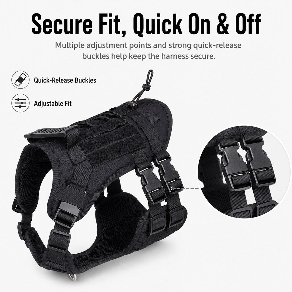 MOLLE-Ready Heavy-Duty Dog Harness (Breathable Mesh)