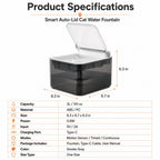 Motion-Sensing Auto-Lid 3L Rechargeable Cat Water Fountain