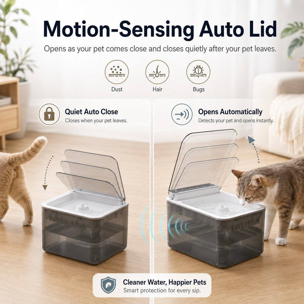 Motion-Sensing Auto-Lid 3L Rechargeable Cat Water Fountain
