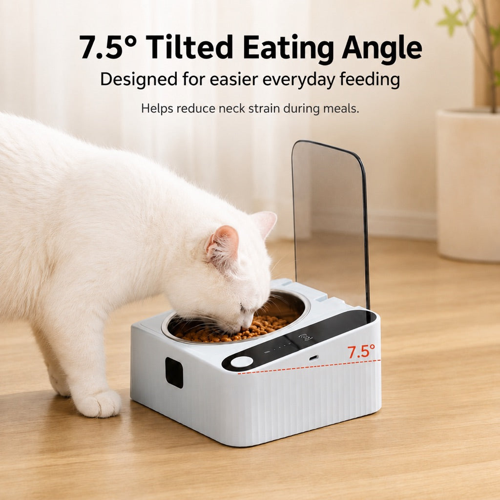 Motion-Sensing Covered Stainless Steel Cat Bowl (For Cats & Small Dogs)