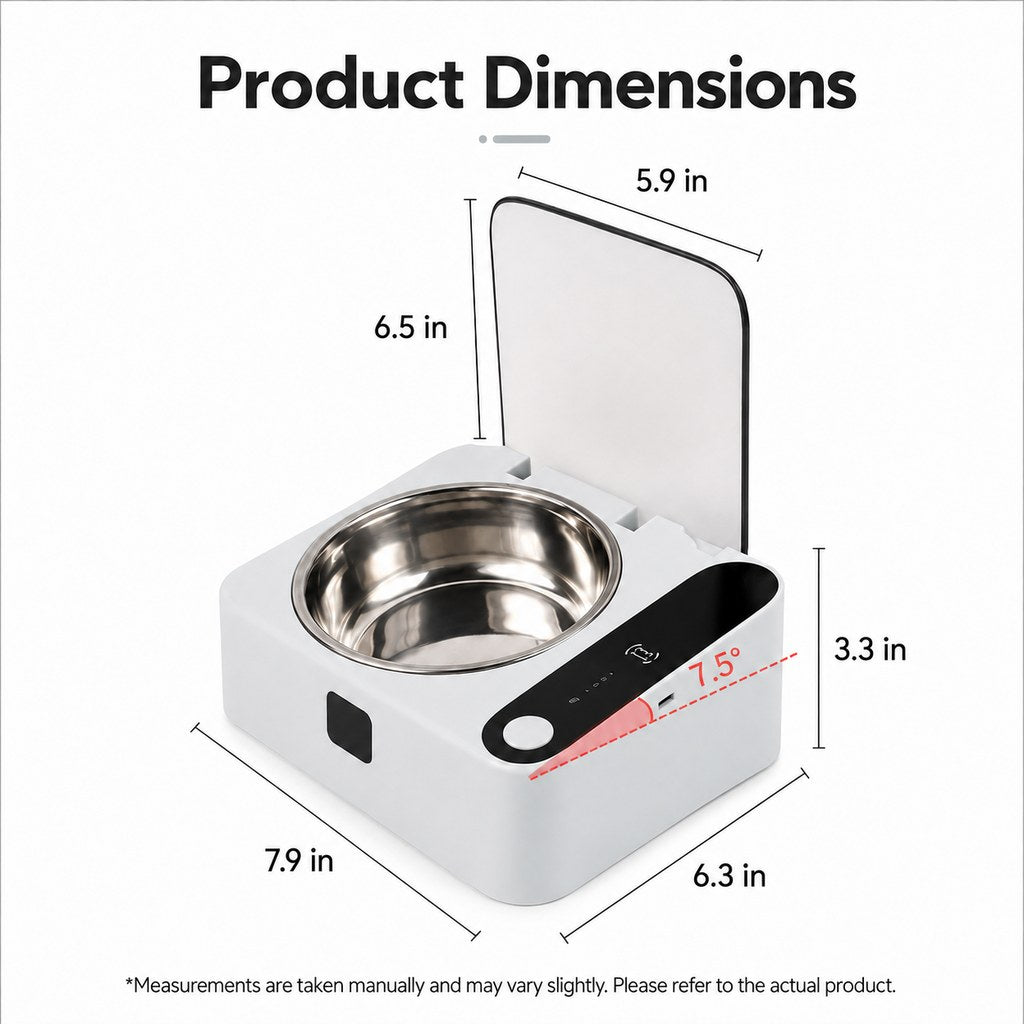 Motion-Sensing Covered Stainless Steel Cat Bowl (For Cats & Small Dogs)