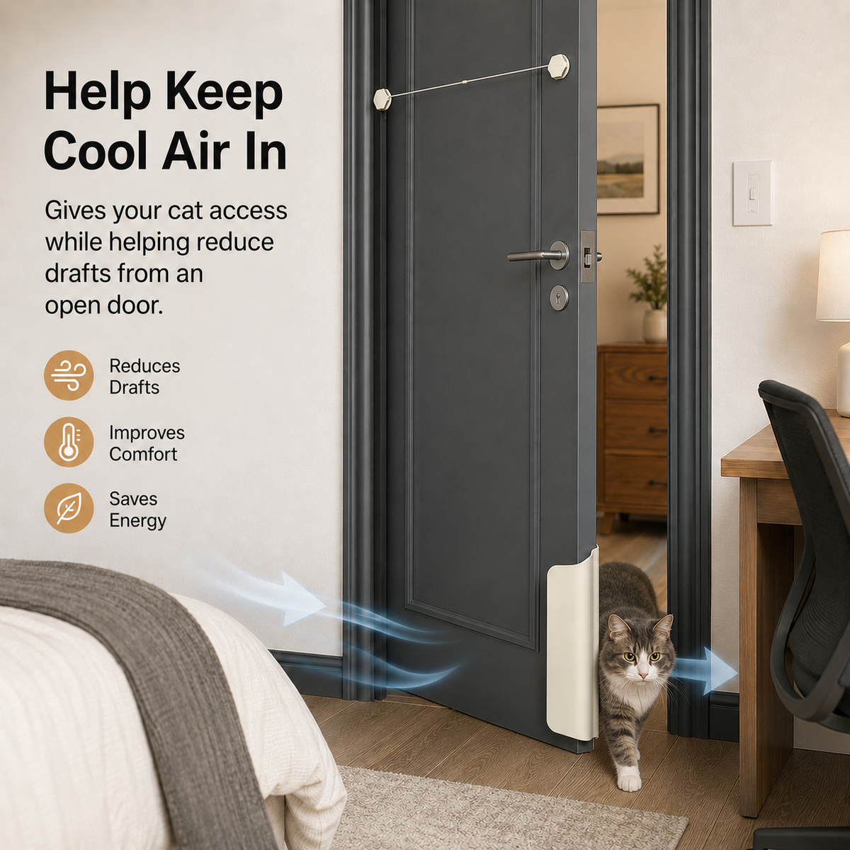 No-Drill Auto-Close Cat Door Helper