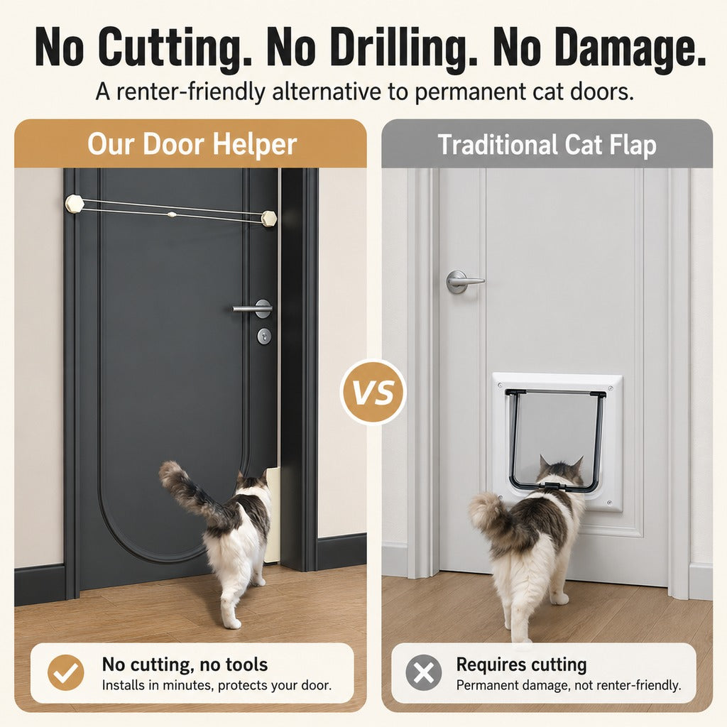 No-Drill Auto-Close Cat Door Helper