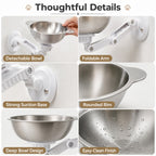 No-Drill Suction Stainless Steel Wall-Mounted Pet Bowl