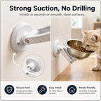 No-Drill Suction Stainless Steel Wall-Mounted Pet Bowl