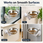 No-Drill Suction Stainless Steel Wall-Mounted Pet Bowl