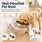 No-Drill Suction Stainless Steel Wall-Mounted Pet Bowl