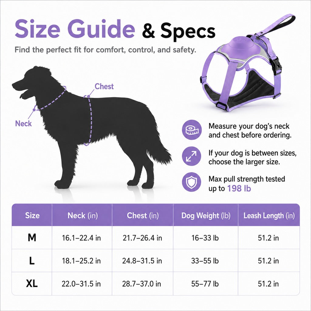 No-Pull Built-In Retractable Leash Dog Harness