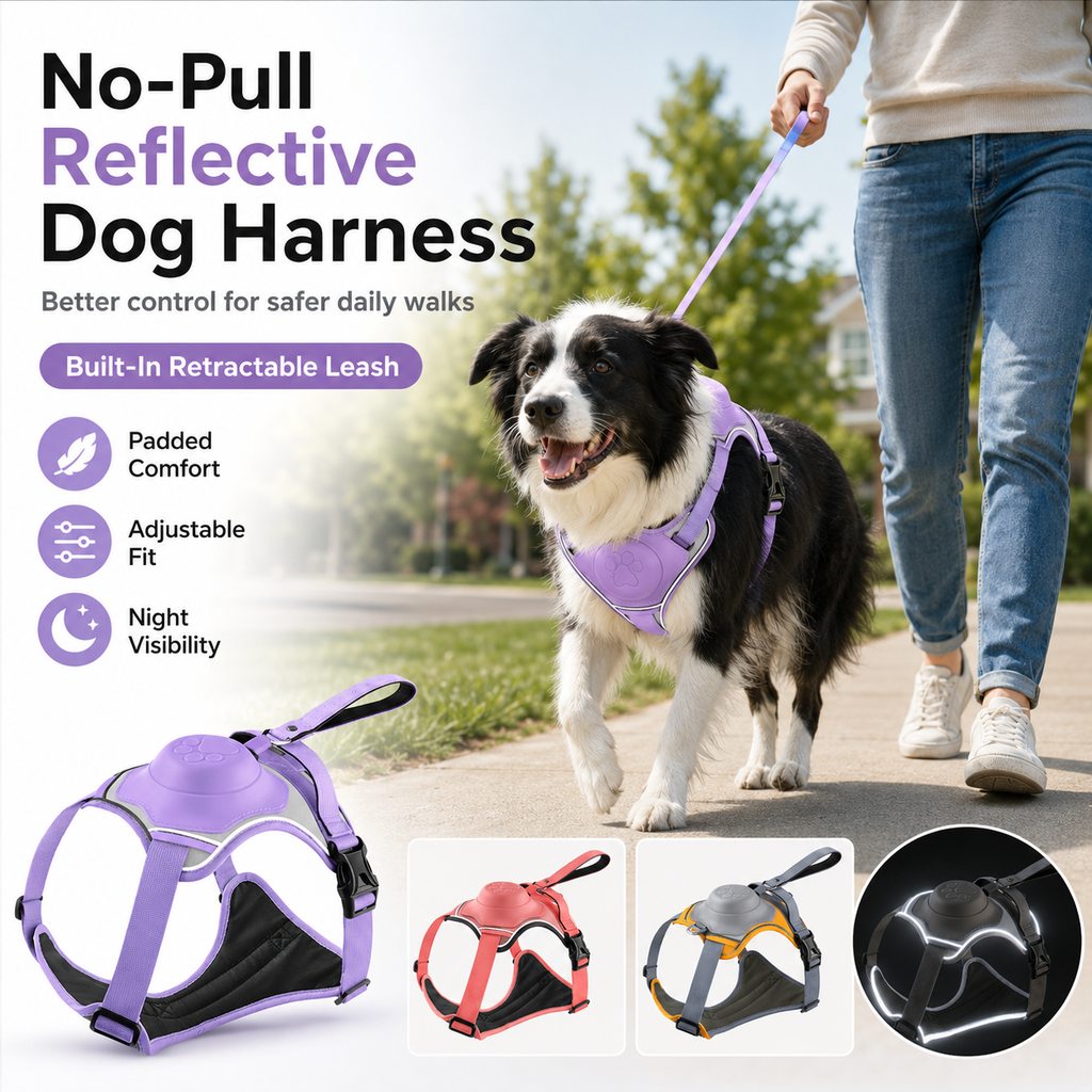 No-Pull Built-In Retractable Leash Dog Harness