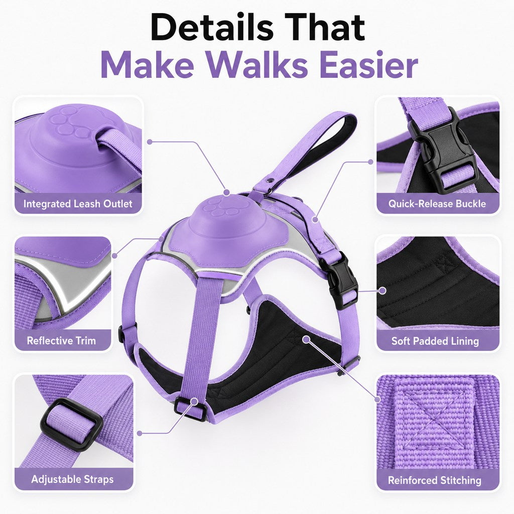No-Pull Built-In Retractable Leash Dog Harness