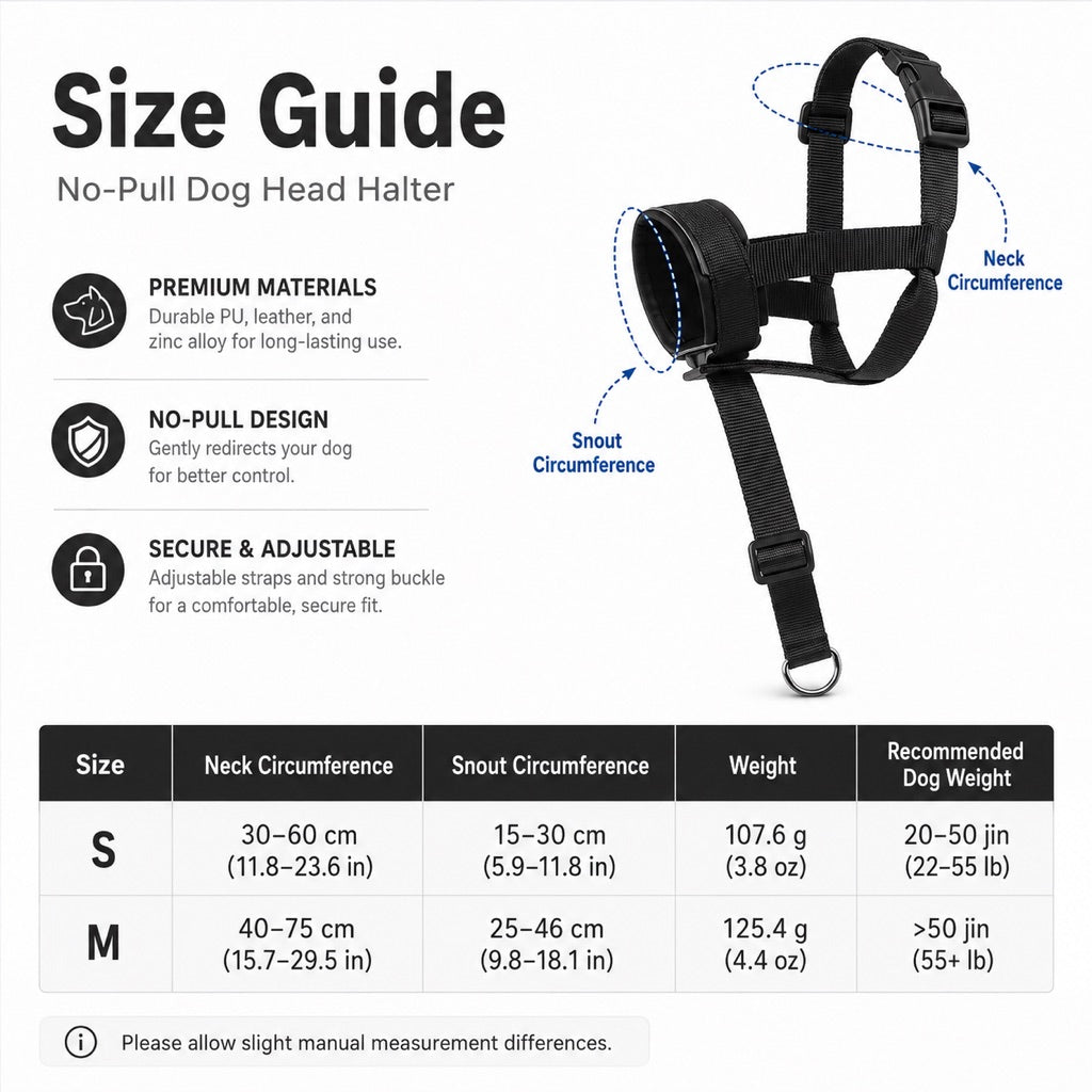No-Pull Padded Adjustable Dog Head Halter