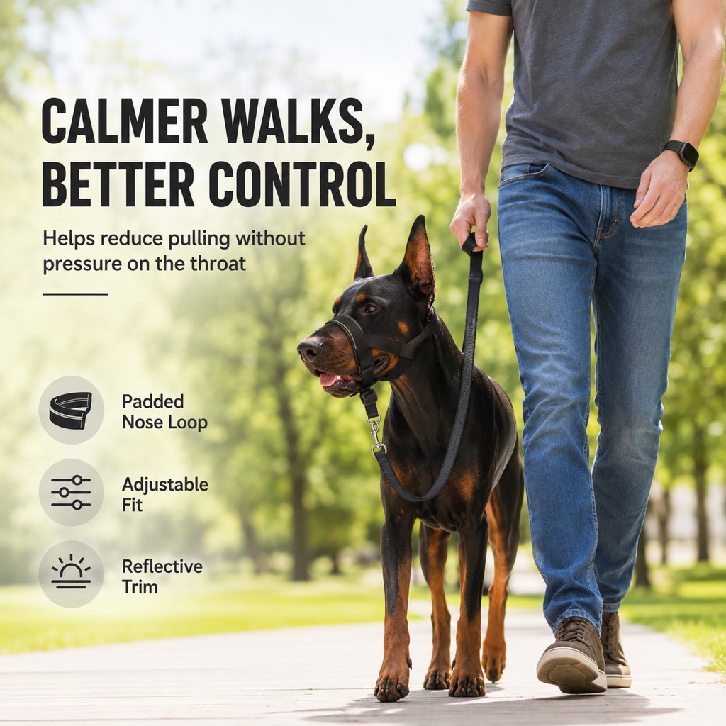 No-Pull Padded Adjustable Dog Head Halter