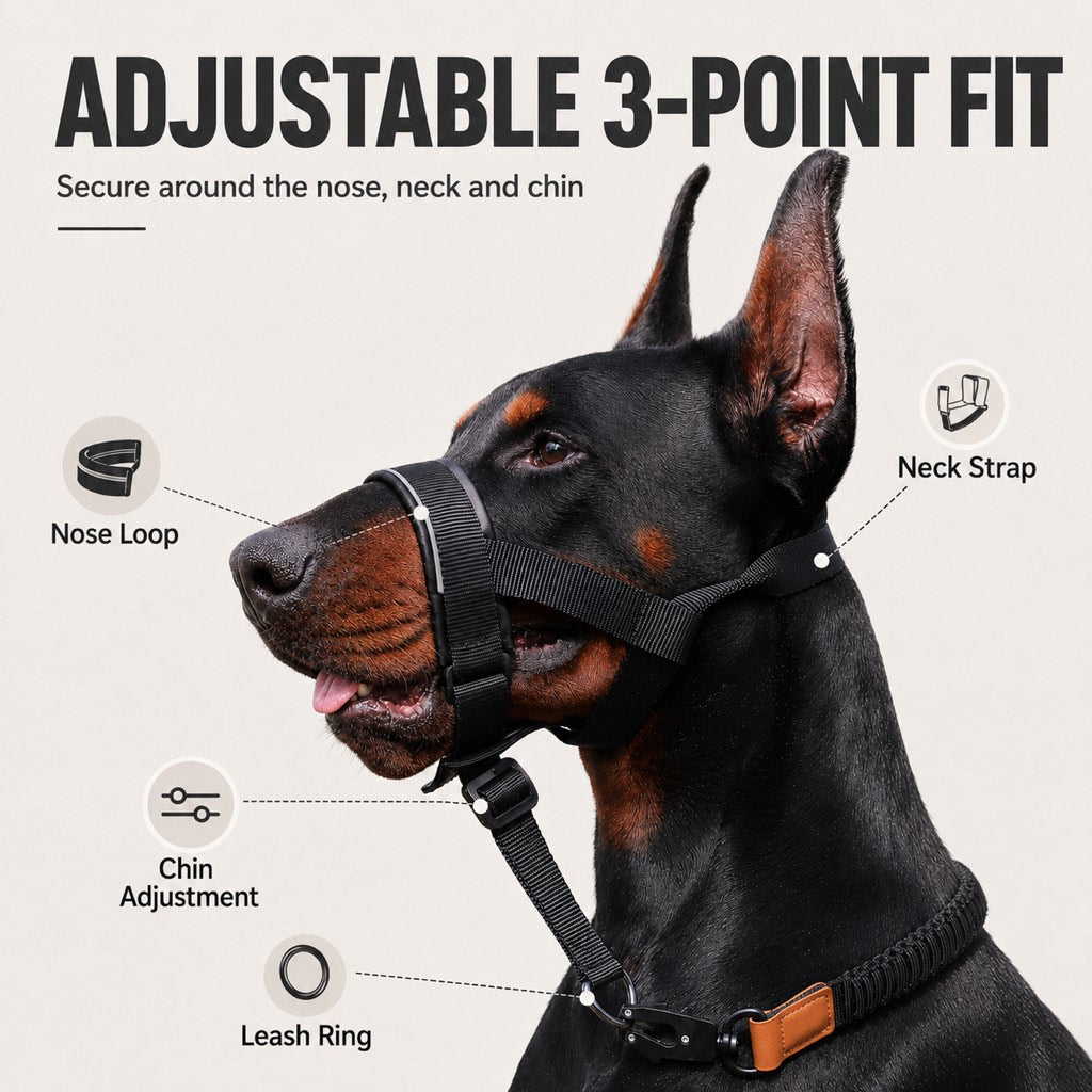 No-Pull Padded Adjustable Dog Head Halter