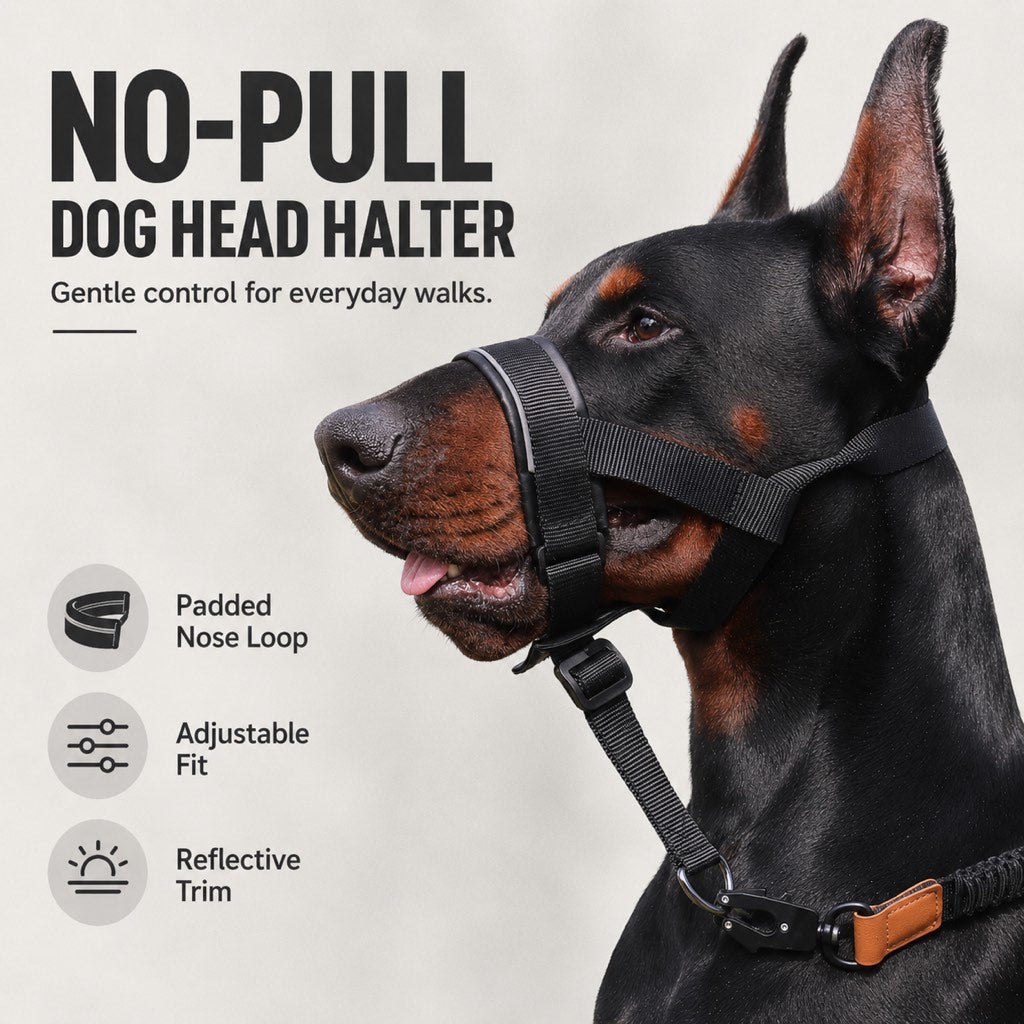 No-Pull Padded Adjustable Dog Head Halter