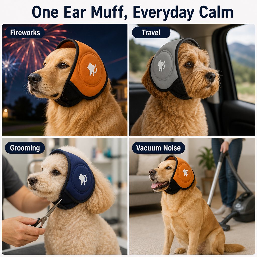 Noise-Reducing Soft Padded Dog Ear Muffs (Adjustable Fit)