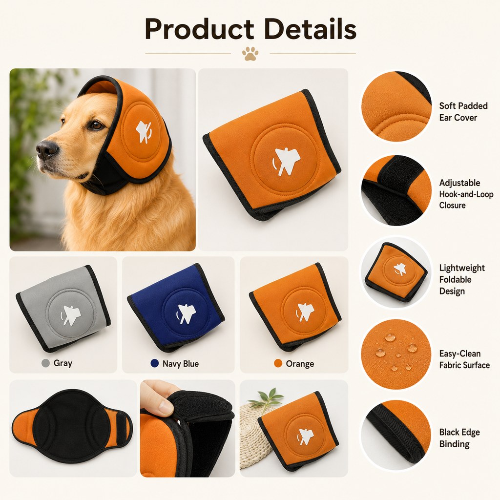 Noise-Reducing Soft Padded Dog Ear Muffs (Adjustable Fit)