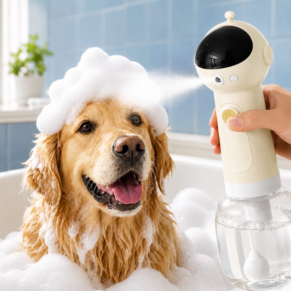 One-Press Dense Foam & Magnetic Rechargeable Dog Shampoo Foamer
