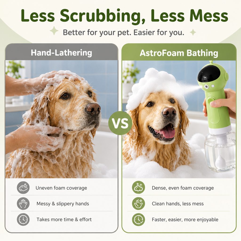 One-Press Dense Foam & Magnetic Rechargeable Dog Shampoo Foamer