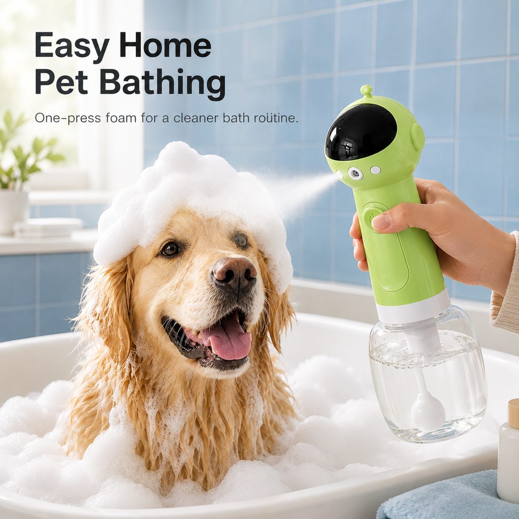 One-Press Dense Foam & Magnetic Rechargeable Dog Shampoo Foamer