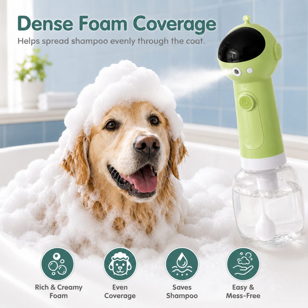 One-Press Dense Foam & Magnetic Rechargeable Dog Shampoo Foamer