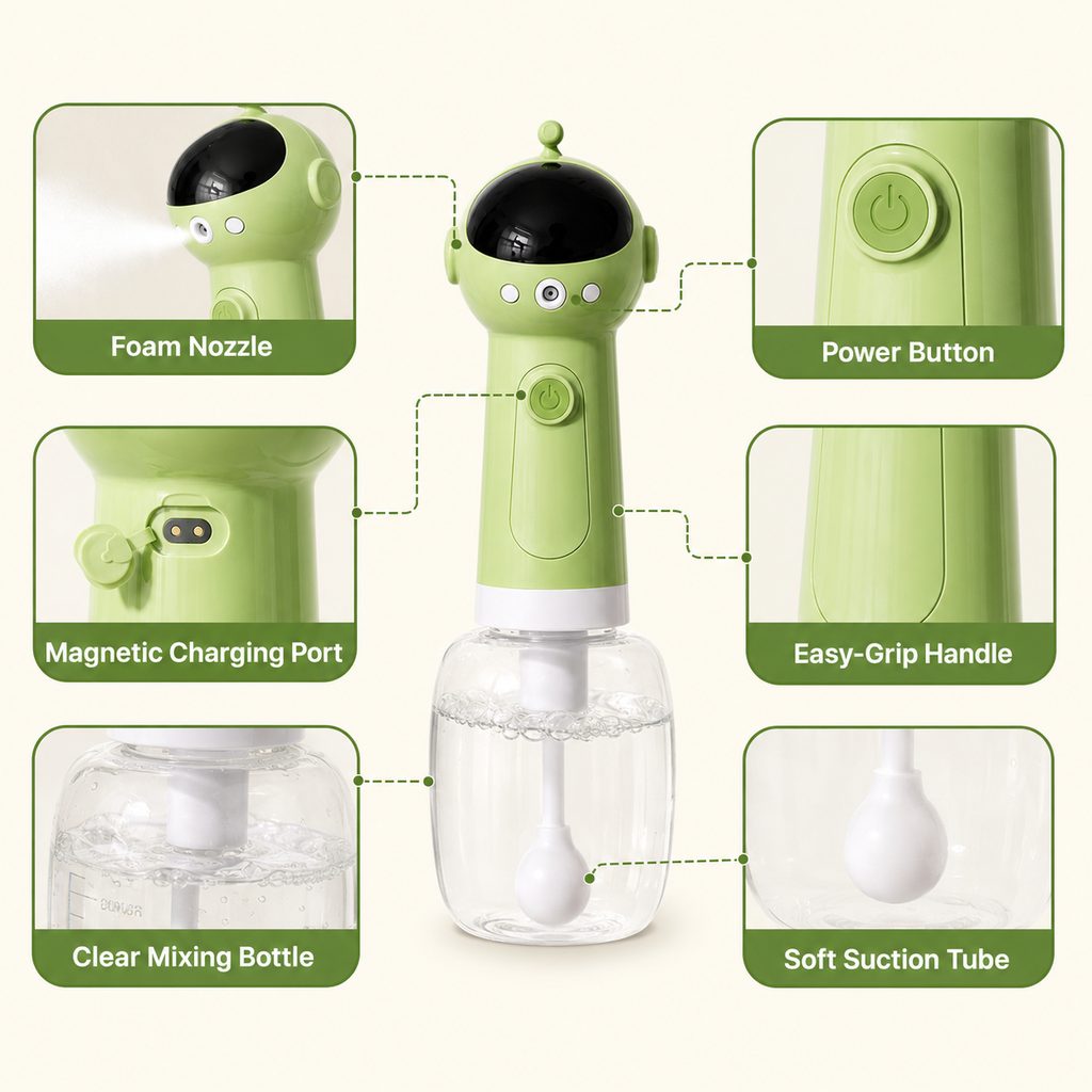 One-Press Dense Foam & Magnetic Rechargeable Dog Shampoo Foamer