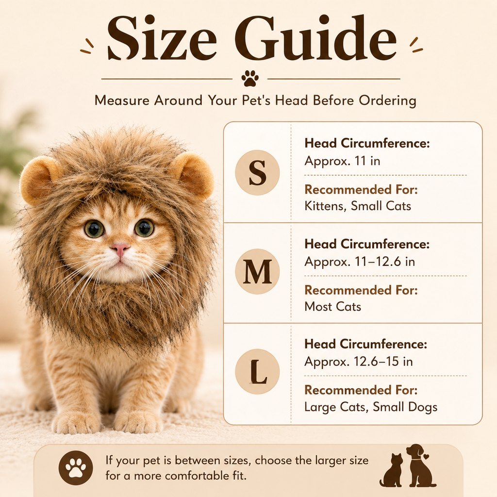Open-Face Fluffy Faux Fur Lion Mane Headpiece (For Cats & Small Dogs)