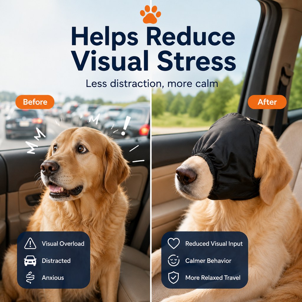 Open-Nose Breathable Dog Calming Mask (Adjustable Quick-Release Strap)