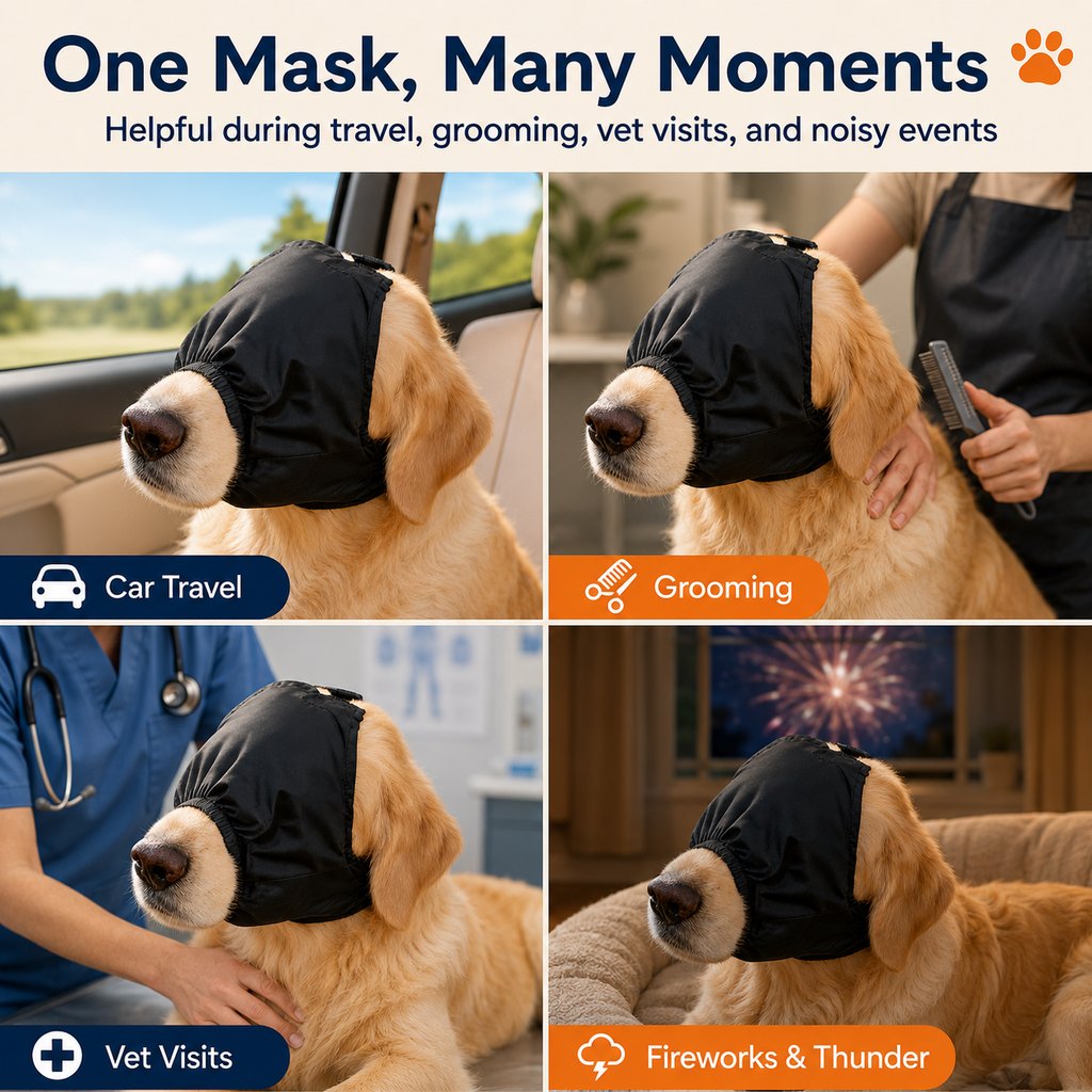 Open-Nose Breathable Dog Calming Mask (Adjustable Quick-Release Strap)