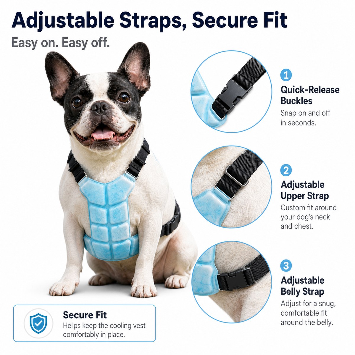 PCM & Waterproof Pet Cooling Vest (Adjustable Straps & Quick-Release Buckles)