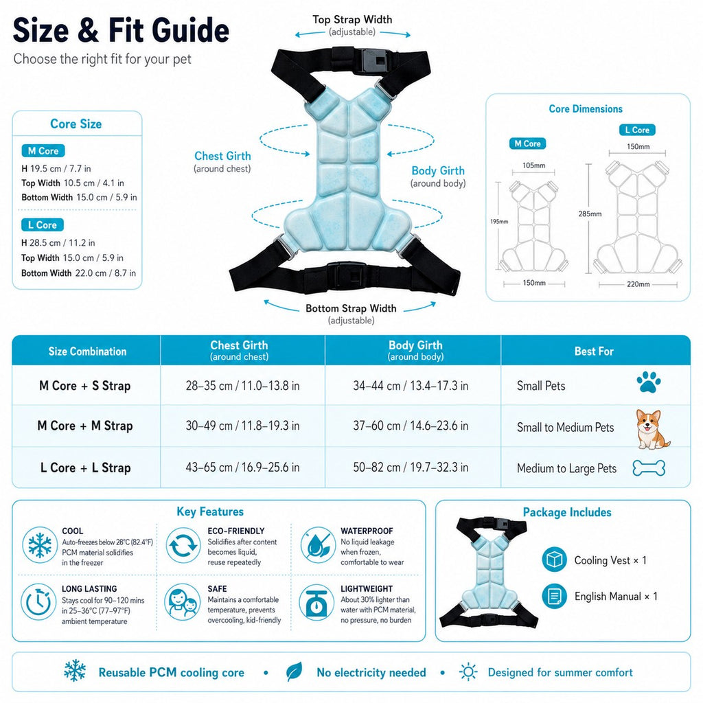 PCM & Waterproof Pet Cooling Vest (Adjustable Straps & Quick-Release Buckles)
