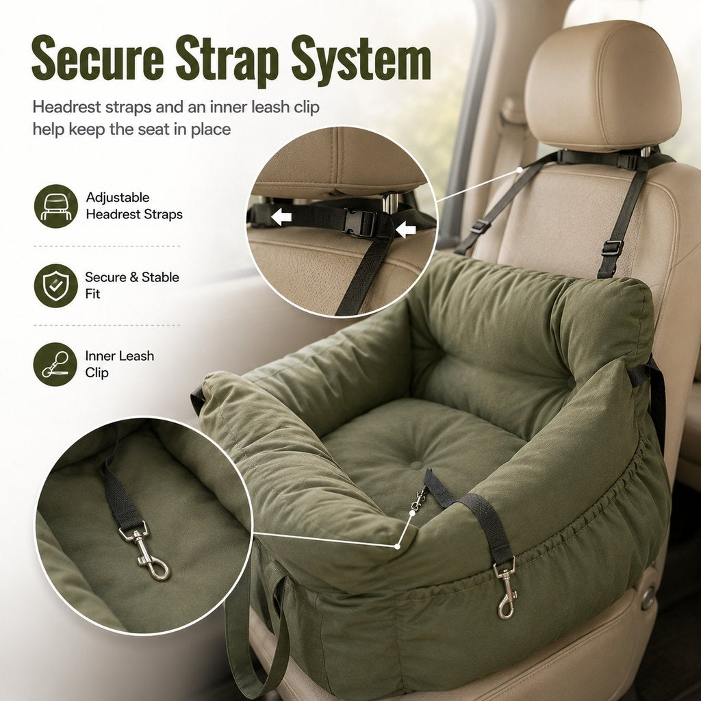Padded Bolster Non-Slip Pet Car Seat