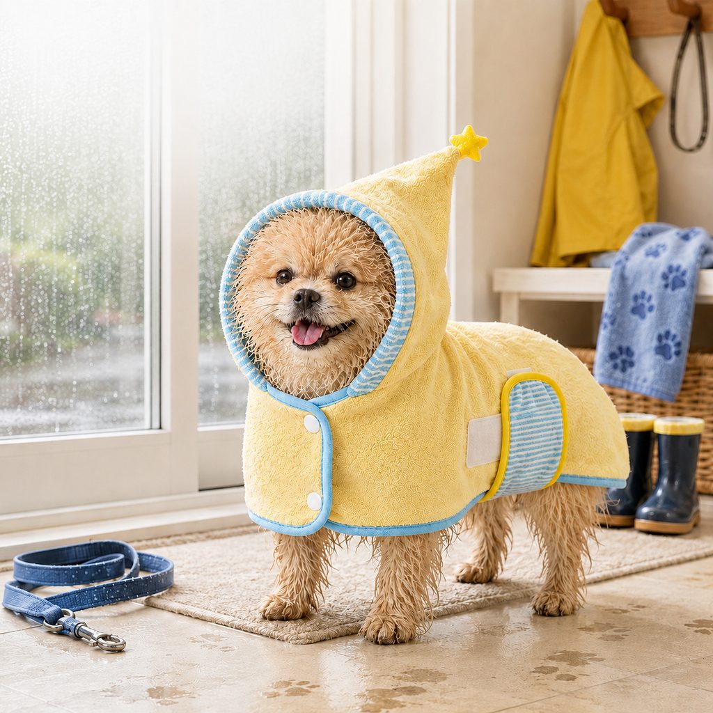 Quick-Dry Terry Hooded Pet Drying Robe