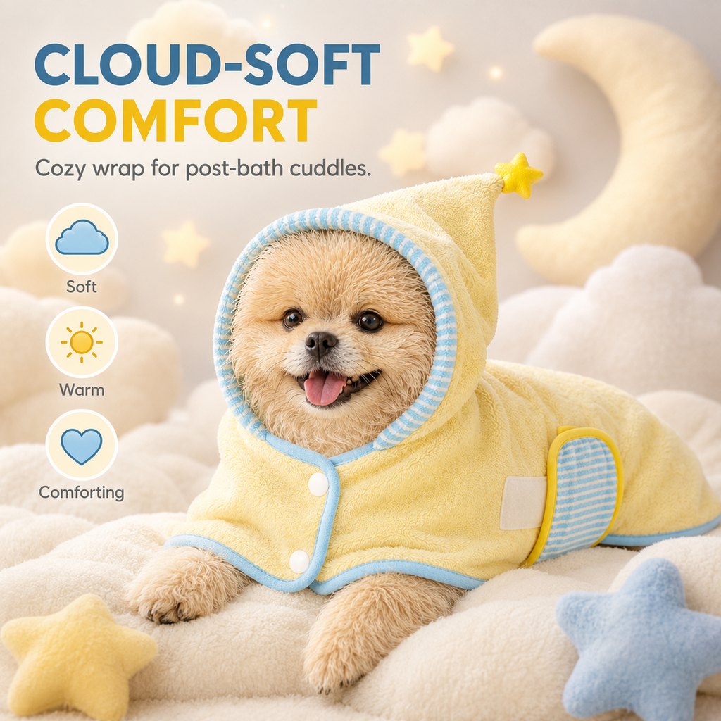 Quick-Dry Terry Hooded Pet Drying Robe