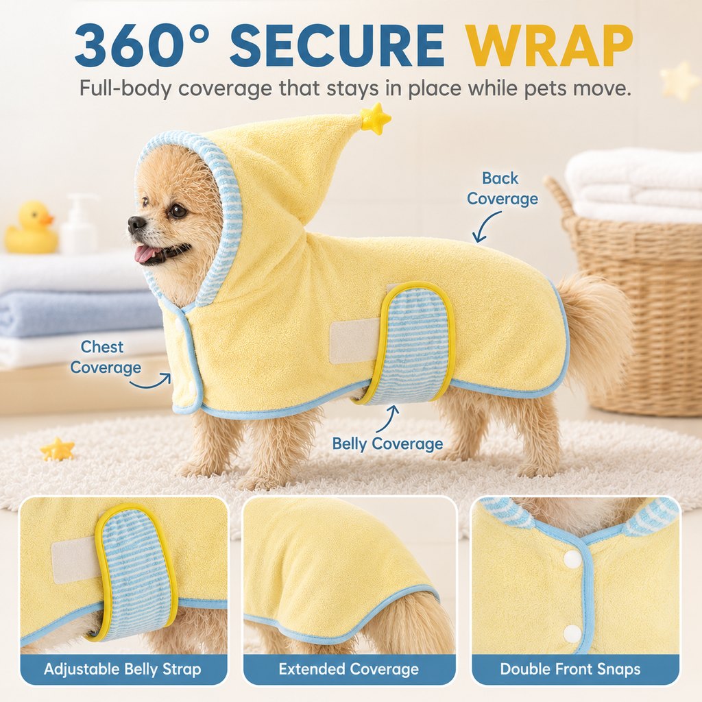Quick-Dry Terry Hooded Pet Drying Robe