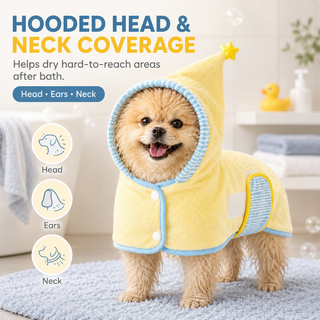 Quick-Dry Terry Hooded Pet Drying Robe